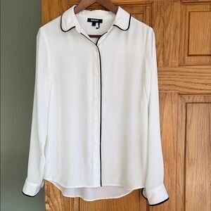 DKNY Ivory Blouse with Dark Edging